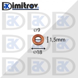 Дифтунга Ø  9 х Ø 18 х 1,5 mm медна